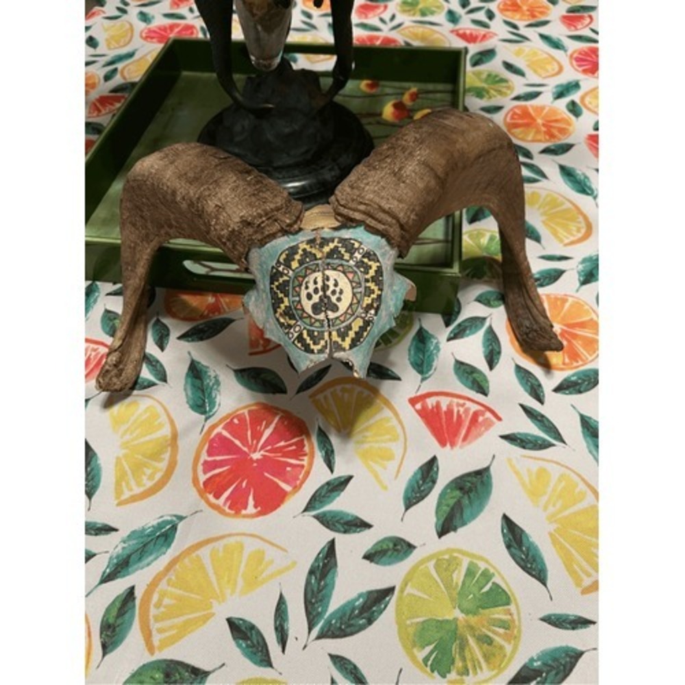 Sacred Vintage Native American Butte County Hand Painted OOAK Big Horn Ram Skull - Picture 3 of 8